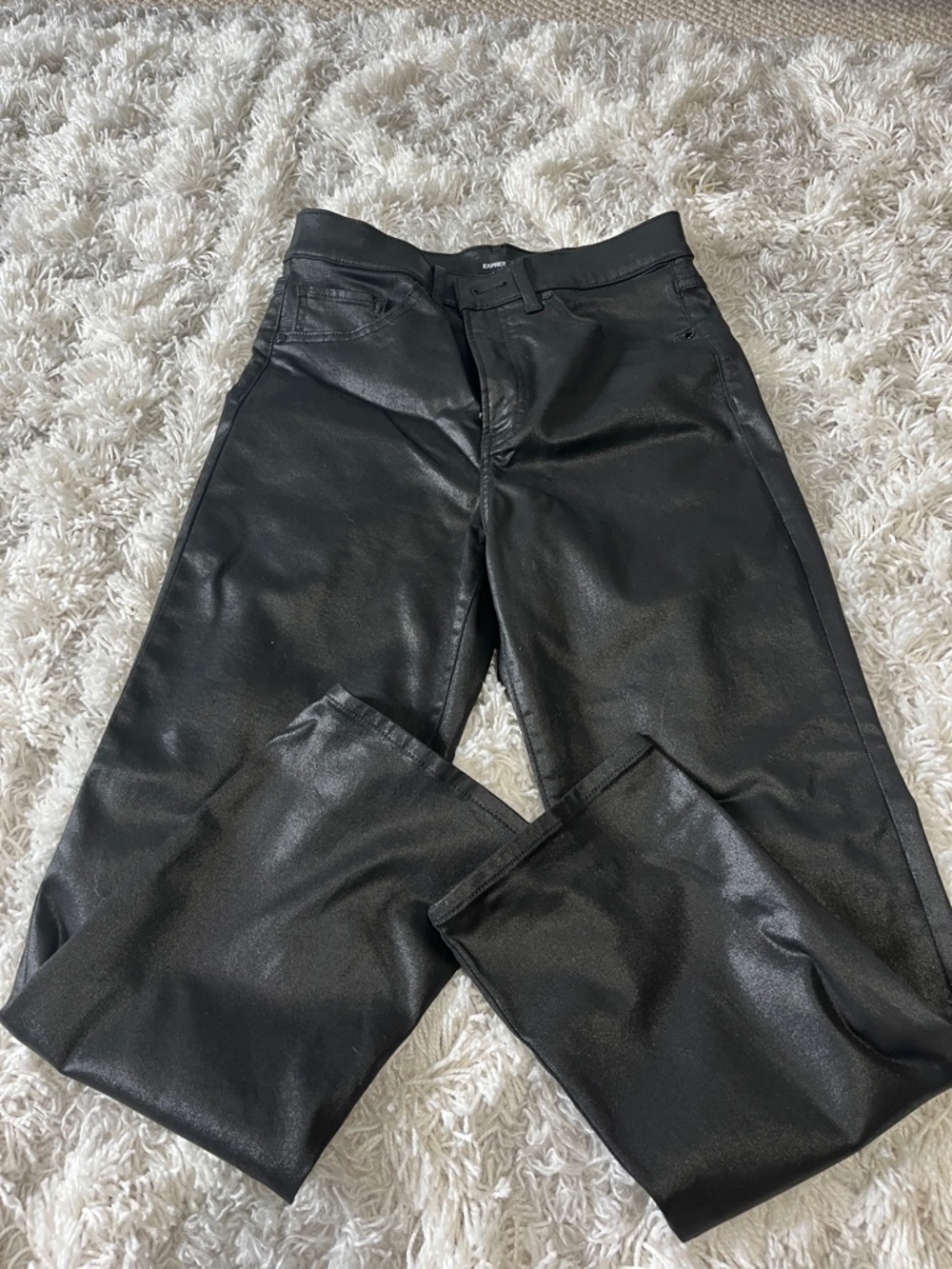 Express Black Faux Leather Cropped Pants